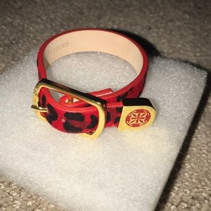 Red Cheetah Print Rustic Cuss Bracelet